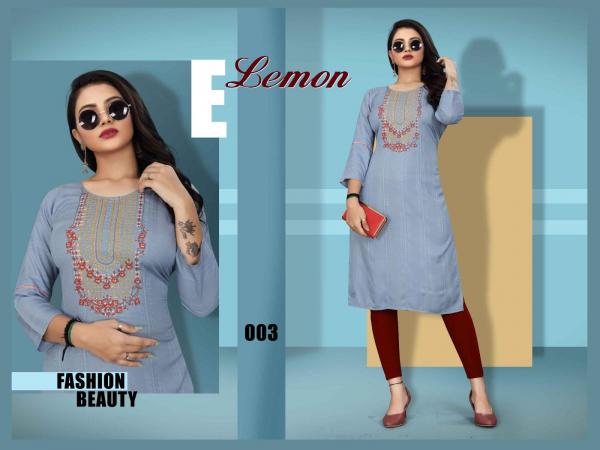 Trendy Lemon Rayon Designer Kurti Collection